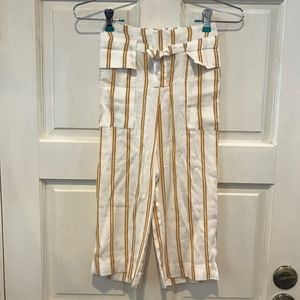 Zara Kids White Yellow Stripe Pants Girls Size 7